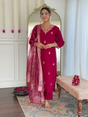 SDK Fashion Embroidered Kurta, Trouser/Pant & Dupatta Set