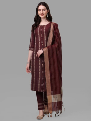 Maroon Sharwani Duppta Solid, Self Design, Applique Kurta, Palazzo & Dupatta Set