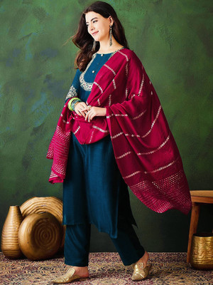 Sanila Embroidered Kurta, Trouser/Pant & Dupatta Set