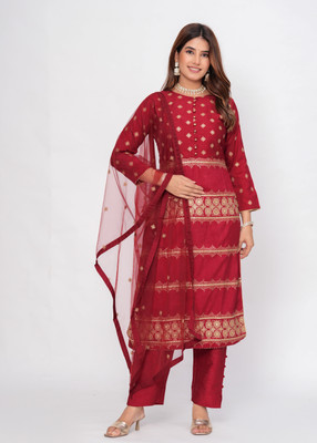 AD4U Solid Kurta, Trouser/Pant & Dupatta Set