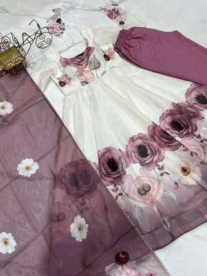 Sajavat Printed Anarkali Kurta, Bottom & Dupatta Set