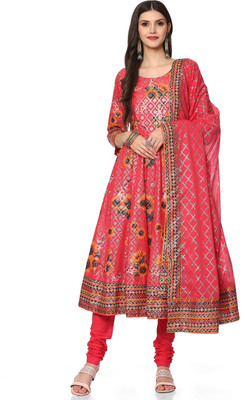 BIBA Printed Kurta, Churidar & Dupatta Set
