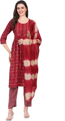 Navlika Printed Kurta, Palazzo & Dupatta Set