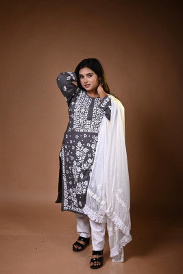 MALKIAT Embroidered Kurta, Trouser/Pant & Dupatta Set