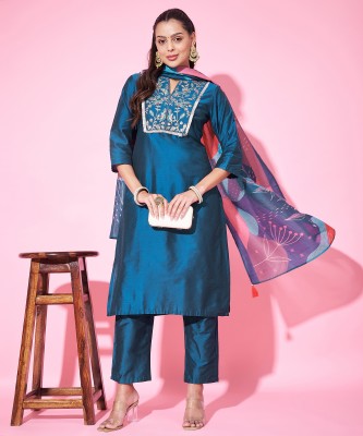 Label Khoj Embroidered Kurta, Trouser/Pant & Dupatta Set