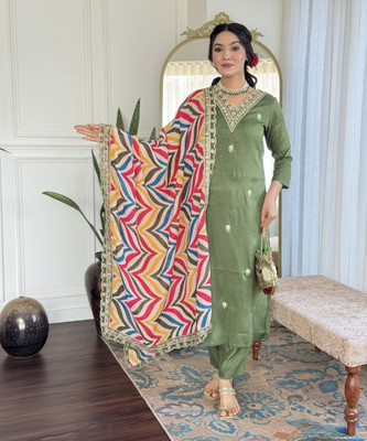 KYADA FAB Embroidered Kurta, Trouser/Pant & Dupatta Set
