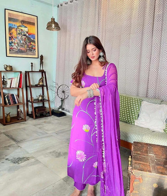 Trishazy Self Design Kurta, Palazzo & Dupatta Set