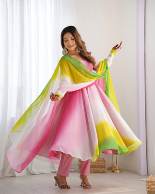 CULTISE QUEEN Solid Anarkali Kurta, Bottom & Dupatta Set