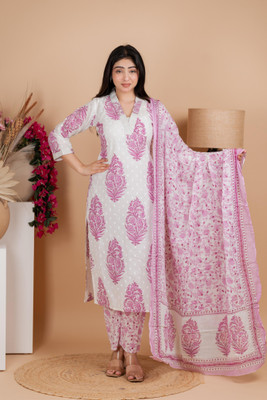 Komfortive Printed Kurta, Trouser/Pant & Dupatta Set