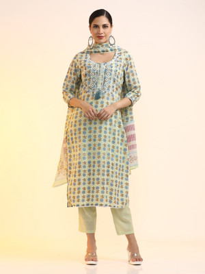 Jaipur Kurti Printed Kurta, Trouser/Pant & Dupatta Set