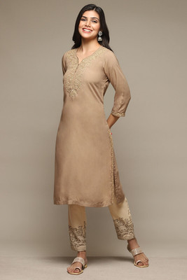 BIBA Embroidered Kurta, Trouser/Pant & Dupatta Set
