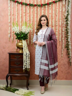 Fems Fashion Self Design Kurta, Trouser/Pant & Dupatta Set