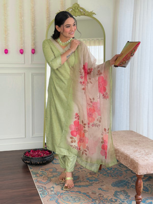 Prime Poster Embroidered Kurta, Salwar & Dupatta Set
