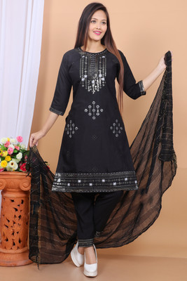 abulkalam Embroidered Kurta, Trouser/Pant & Dupatta Set