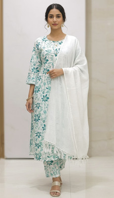 Subhan Hub Floral Print Kurta, Trouser/Pant & Dupatta Set