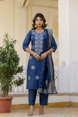 TrendyTunics Embroidered Kurta, Trouser/Pant & Dupatta Set