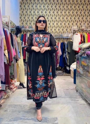 YNK Embroidered Kurta, Trouser/Pant & Dupatta Set