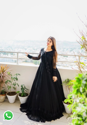 pramukh creation Anarkali Gown(Black)
