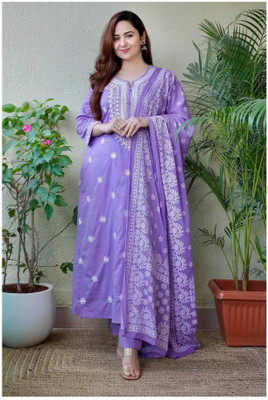 Tasrika Embroidered Kurta, Trouser/Pant & Dupatta Set
