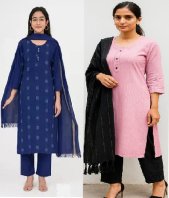 HOC's Printed, Striped Kurta, Trouser/Pant & Dupatta Set