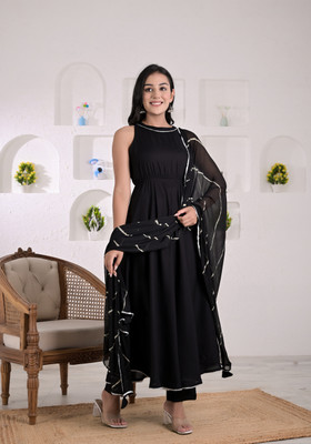 ARMIYA Solid Anarkali Kurta, Bottom & Dupatta Set