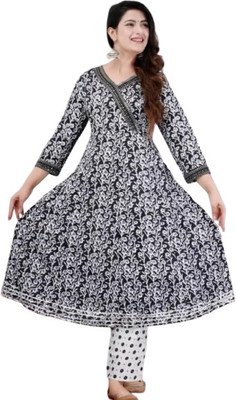 Pehnawabypathak Printed Anarkali Kurta, Bottom & Dupatta Set
