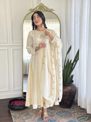 dharmkunj Embroidered Kurta, Trouser/Pant & Dupatta Set