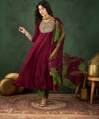 Kvsfab Embroidered Kurta, Trouser/Pant & Dupatta Set