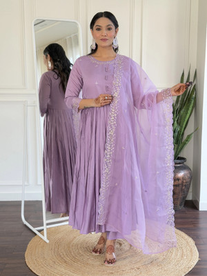 Parnavi Solid Kurta, Trouser/Pant & Dupatta Set