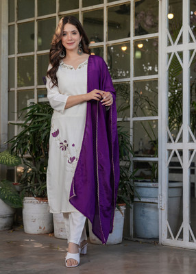 KYADA FAB Embroidered Anarkali Kurta, Bottom & Dupatta Set