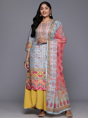 A Plus by Ahalyaa Printed Kurta, Palazzo & Dupatta Set