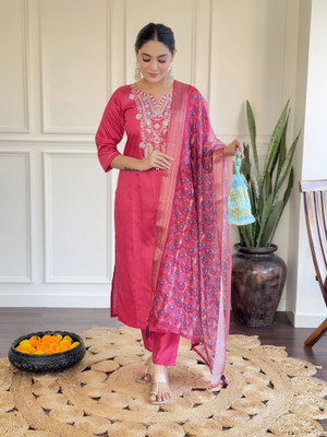 HOUSE OF COMMON Embroidered Kurta, Trouser/Pant & Dupatta Set