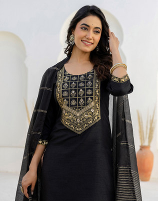 Tasrika Woven, Self Design Kurta, Salwar & Dupatta Set