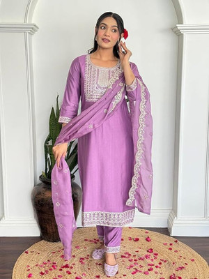 SHREEJA FASHION Embroidered Kurta, Trouser/Pant & Dupatta Set