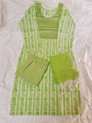 Traditionalz Floral Print Kurta, Trouser/Pant & Dupatta Set