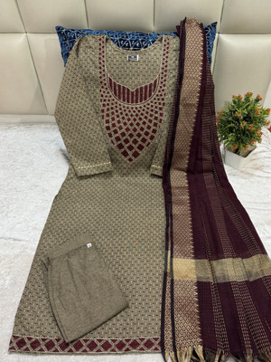 RUA COLLECTION Embroidered, Self Design Kurta, Trouser/Pant & Dupatta Set