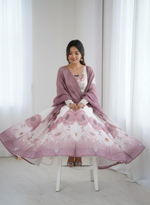 TRANDTIDE Printed Anarkali Kurta, Bottom & Dupatta Set