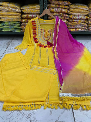 KRF FAB Embroidered Kurta, Trouser/Pant & Dupatta Set