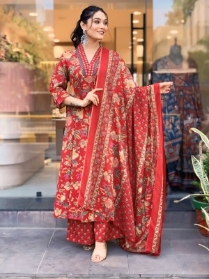 KRAFTTALESINDIA Printed Kurta, Palazzo & Dupatta Set