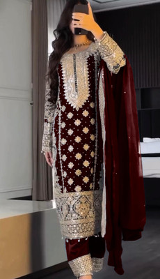 Firewave Embroidered Kurta, Trouser/Pant & Dupatta Set