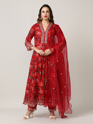 Jaipur Kurti Embroidered Kurta, Trouser/Pant & Dupatta Set