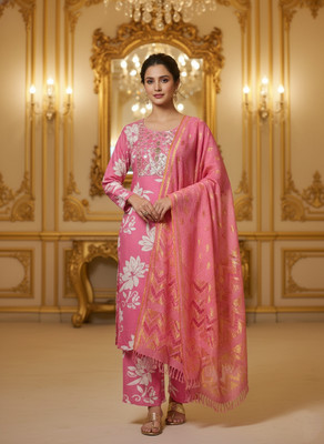 PSSSTYLER Printed Kurta, Palazzo & Dupatta Set