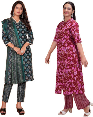 Sitara Setu Floral Print Kurta, Trouser/Pant & Dupatta Set