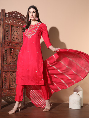 SmartRAHO Embroidered Kurta, Sharara & Dupatta Set