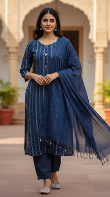 OZIQ Self Design Kurta, Trouser/Pant & Dupatta Set