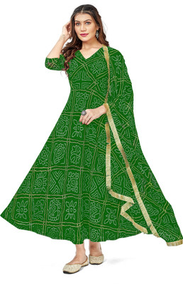 Aether Women Geometric Print Anarkali Kurta(Multicolor)