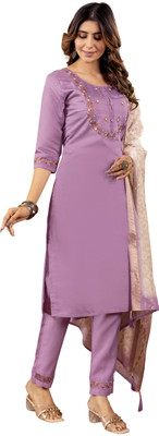 KRISHNA FASHION Embroidered Kurta, Trouser/Pant & Dupatta Set