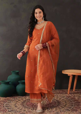 Trendmalls Embroidered Kurta, Trouser/Pant & Dupatta Set