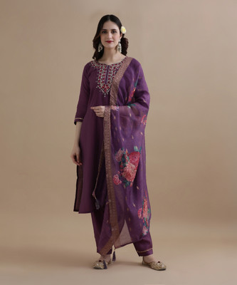 Jaipur Kurti Embroidered Kurta, Trouser/Pant & Dupatta Set
