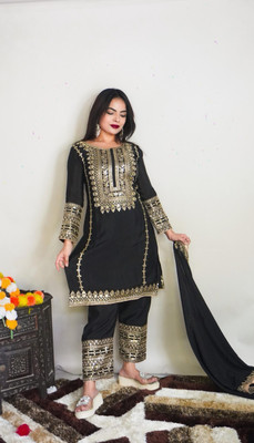 legacyethnic Embroidered Kurta, Trouser/Pant & Dupatta Set